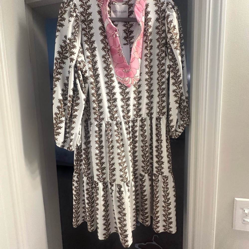 Charming White and Brown Kids Dress